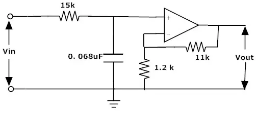 Fig: Active Low Pass Filter Example Schematic Diagram