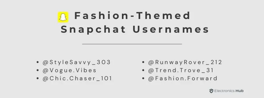 Fashion-Themed Snapchat Usernames