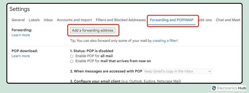 Add a forwarding address - new email address gmail