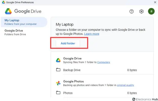 Select Folder - Photos to Google Drive