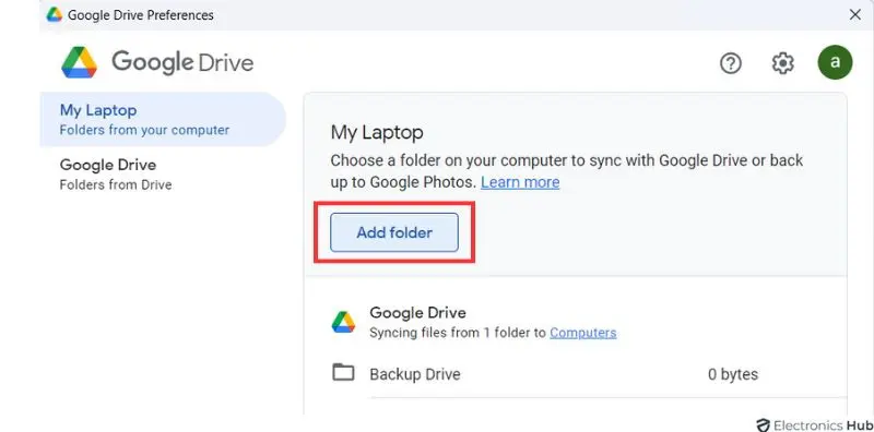 Add Folder - google photos and google drive