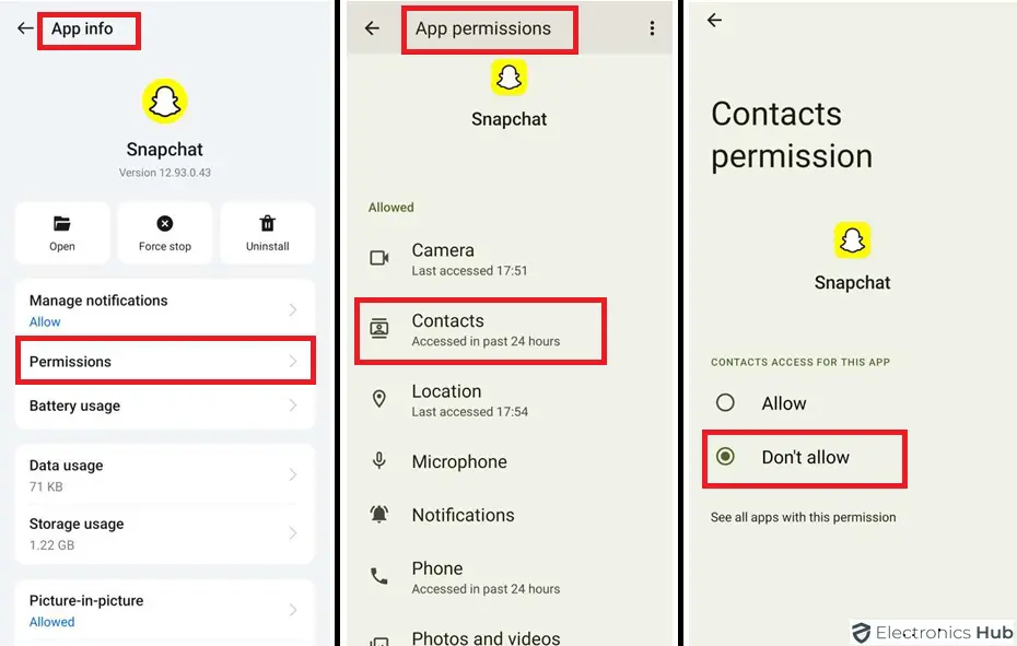 Adjust Contact Permission to Snapchat