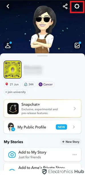 Tap on Settings - Quick Add on Snapchat