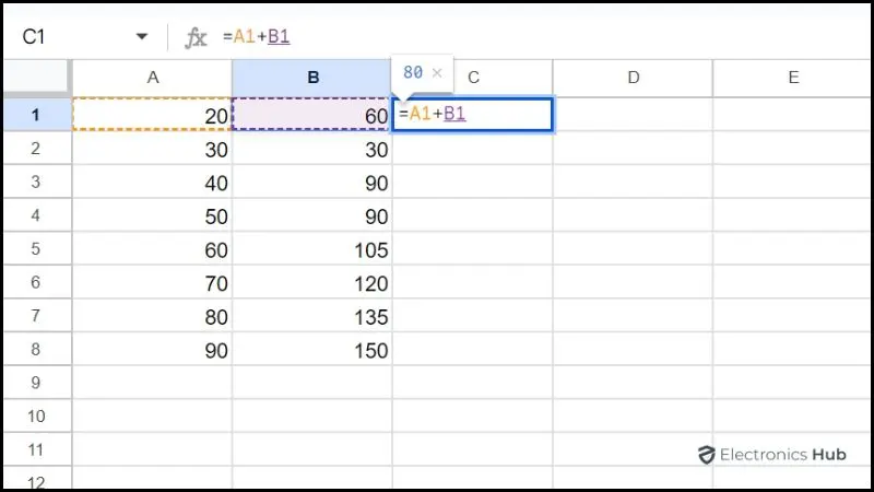 apply a calculation - drag formula down in google sheets