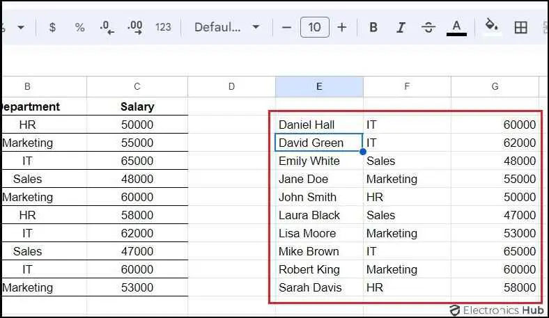 Autosorted data-googlesheets