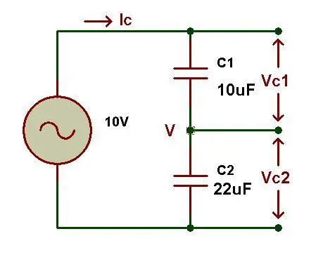 Figure: Capacitive voltage divider circuit