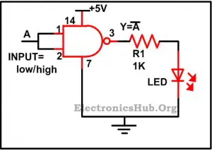 Construction of NOT Gate with NAND Gate