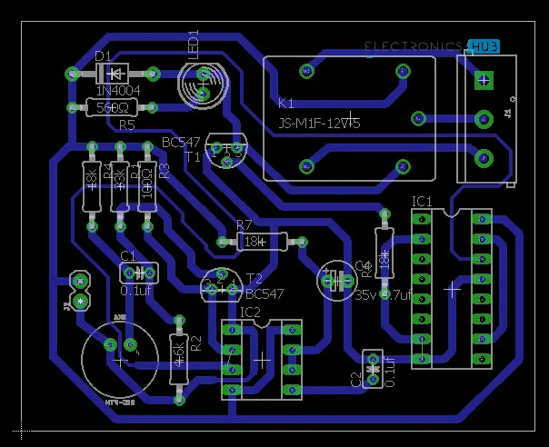 Clap Switch Circuit for Devices using 555 and 4017 PCB Layout