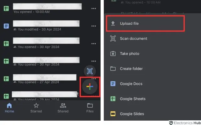 select Upload - Add Photos to Google Drive