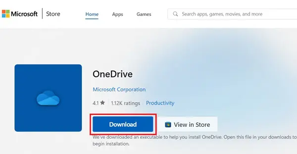 Download onedrive -add onedrive to file explorer
