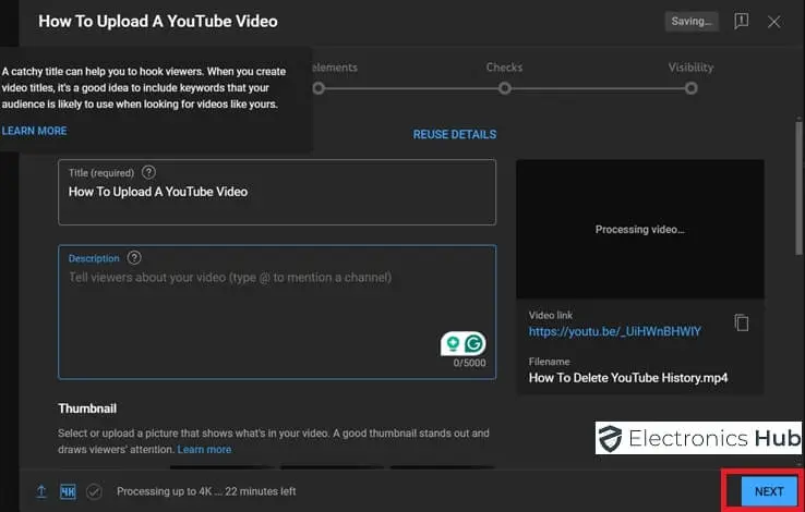 Edit video details-upload video to youtube