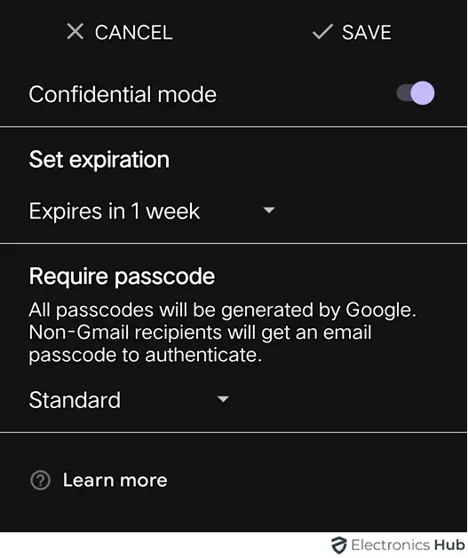 features in confidential mode - encrypt email in gmail