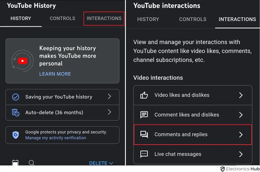 Interactions-see and edit comments youtube