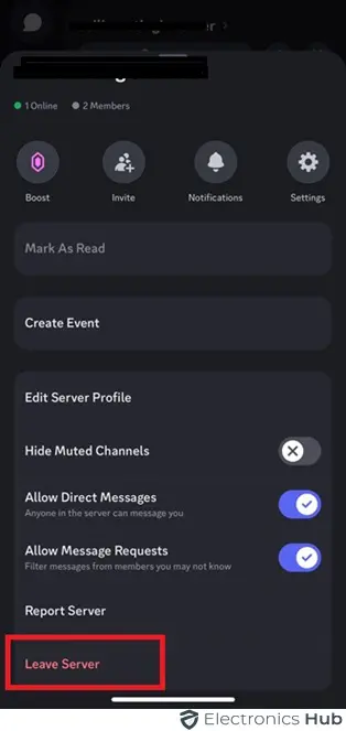 leave server mobile-leave discord server