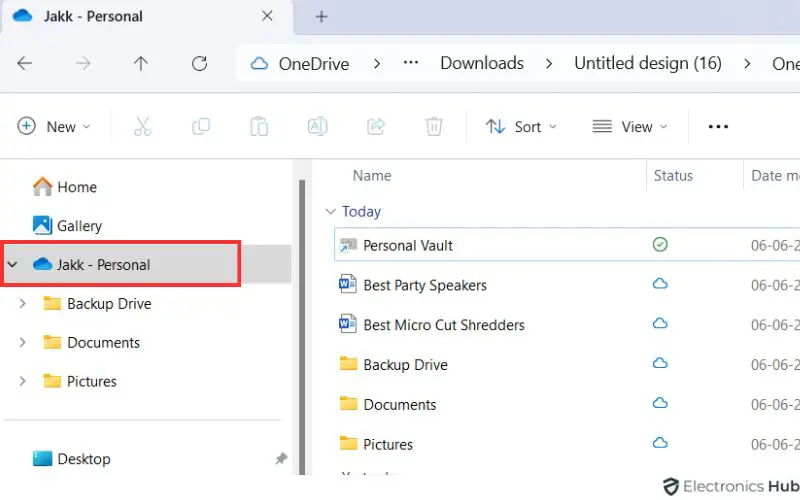 OneDrive folder in File Explorer