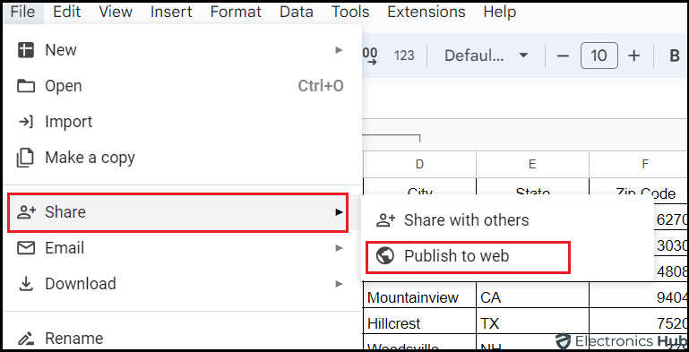 Publish to Web- google sheet to pdf convert