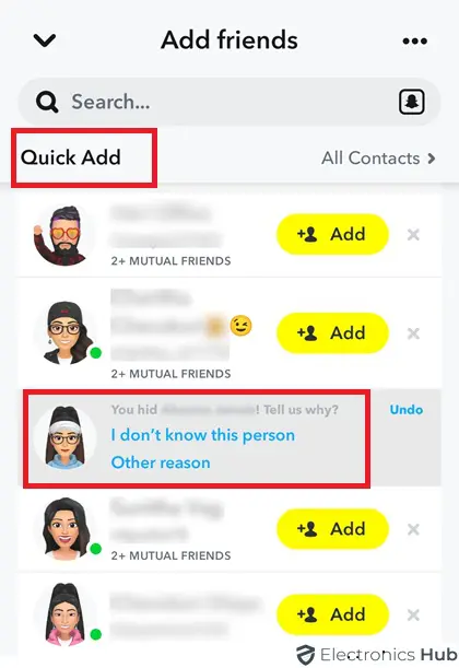 Quick Add to Remove Someone on Snapchat