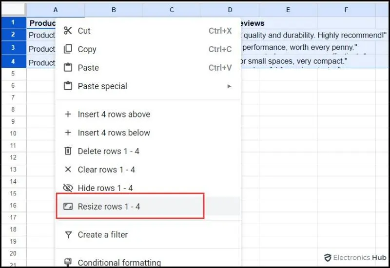 Resize Rows-increase the height of cell