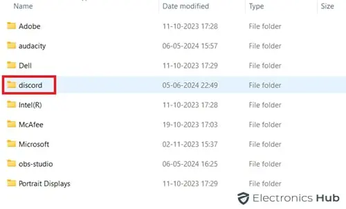 roaming folder - clear discord cache