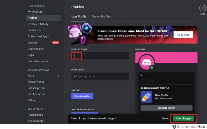 Save Changes - Discord Name Invisible