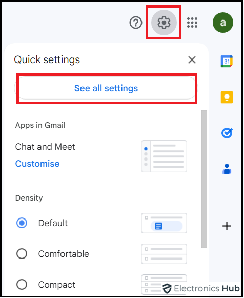 'See all settings' - backup in gmail