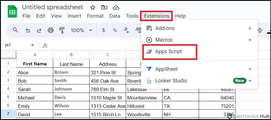 select App Script-delete blank rows in google sheets