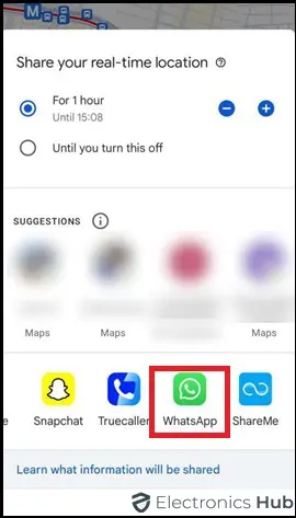 Select the contact to share the location via google maps