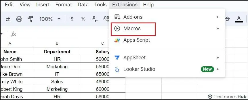 select Macros-googlesheets automatic sorting