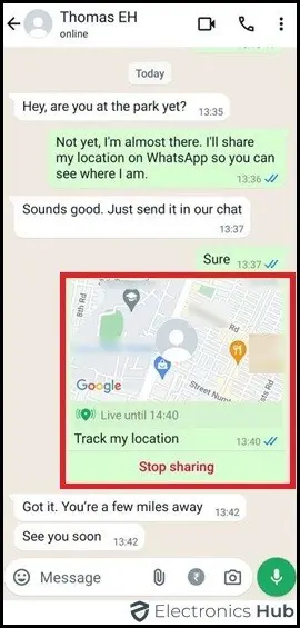 Send live location-Share location on Whatsapp