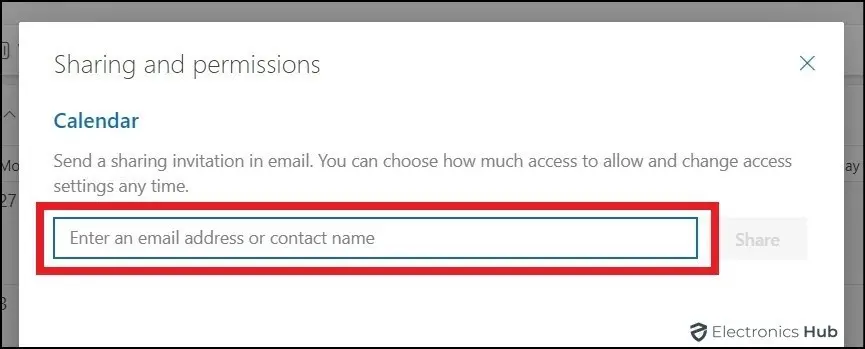 Sharing and permissions window web-how to share calendars outlook
