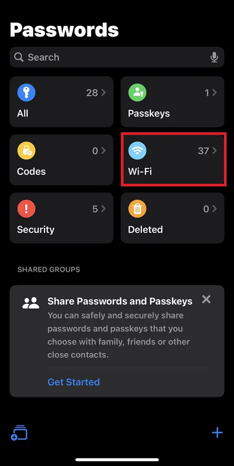 Tap on Wi-Fi - iOS