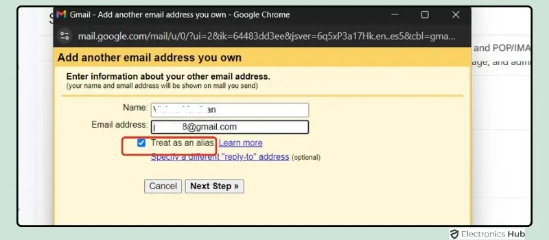 Treat as - how to edit gmail address