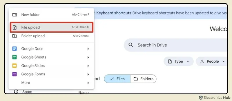 Upload the Files-share google drive files