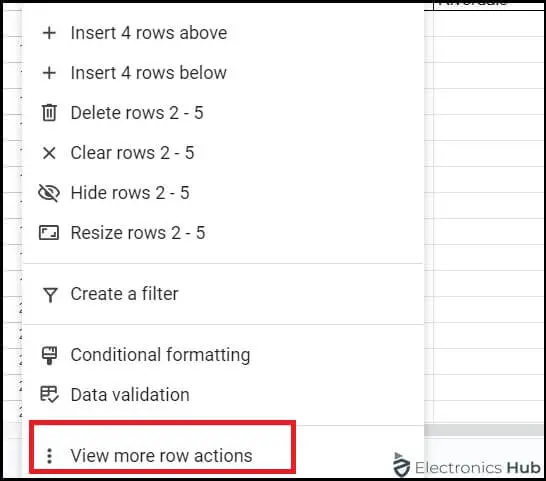 View More Row Actions-group rows google sheet