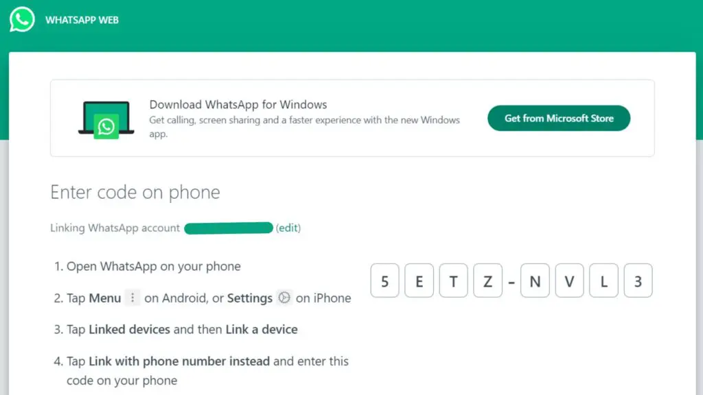 WhatsApp Web Link Phone Number