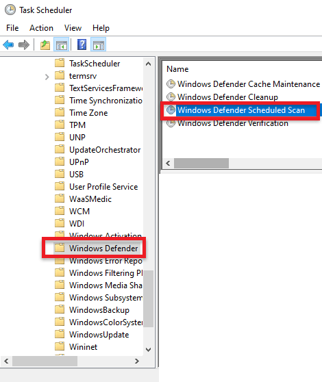 windows defender schedulaed scan